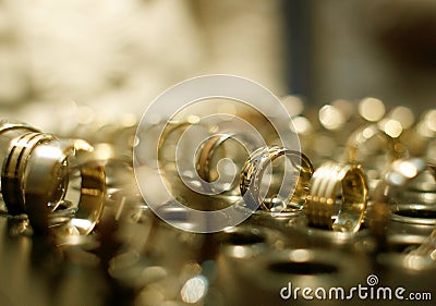 Gold jewelry shop Stock Photo