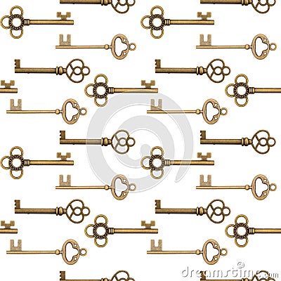 Gold keys background that is seamless Stock Photo