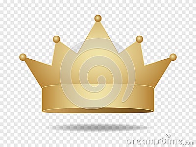 Gold king crown . Golden corona . Vector Illustration