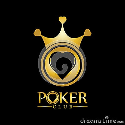 Gold King Poker logo design vector on black background Vector Illustration