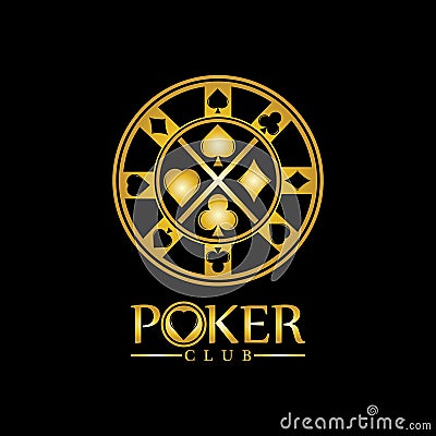 Gold King Poker logo design vector on black background Vector Illustration