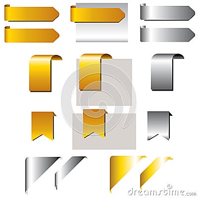 Gold labels, banners, ribbons set Stock Photo