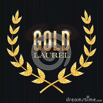 Gold Laurel Vector. Shine Wreath Award Design Vector Illustration