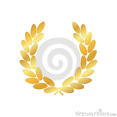 Gold laurel wreath icon. Luxury emblem for winner. Symbol of victory, triumph and success. Golden award laurel logo on Vector Illustration