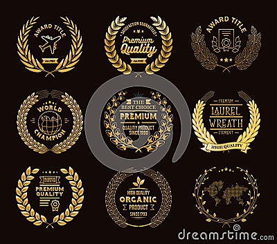 Gold Laurel Wreaths Vector Illustration