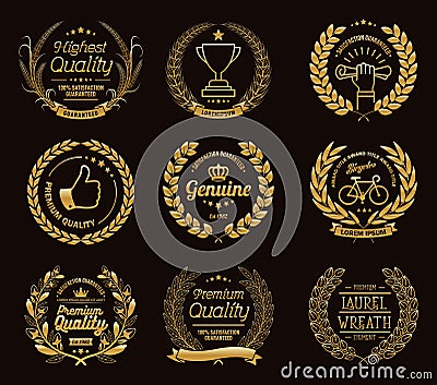 Gold Laurel Wreaths Vector Illustration