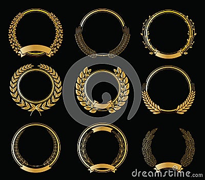 Gold Laurel Wreaths Vector Illustration