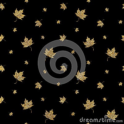 Gold leaf maple seamless pattern Vector Illustration