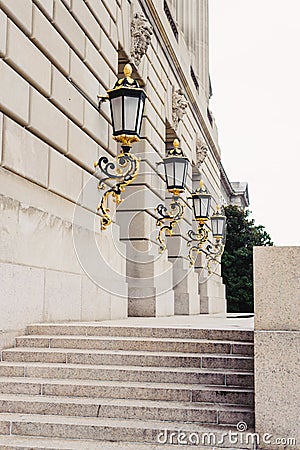 Gold Leaf Plated Lanterns At EPA Building Stock Photo