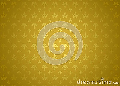 Gold Leaves Ornamental Pattern Background Wallpaper Stock Photo