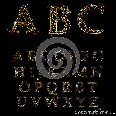 Gold letter, alphabetic fonts Stock Photo