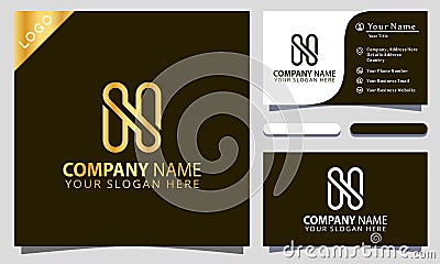Gold Letter N Fasion logo design element illustrator, business card Vector Illustration