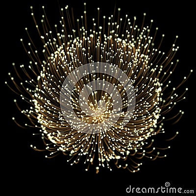 Gold light flower of rays tracing effect with gold neon line Stock Photo