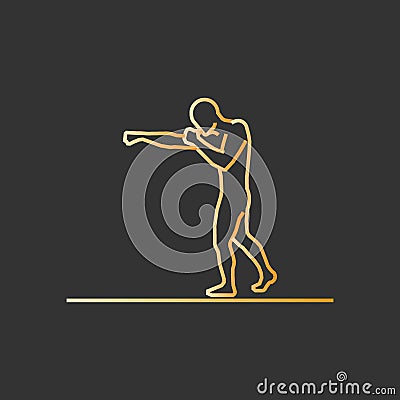 Gold line boxing icon. Stock Photo