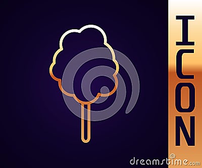 Gold line Cotton candy icon isolated on black background. Vector Illustration Vector Illustration