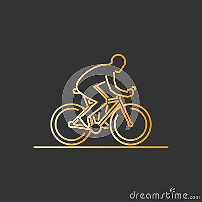 Gold line cycling icon. Stock Photo