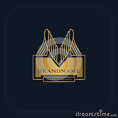 Gold Line graphics monogram. Elegant art logo design. Vector Illustration