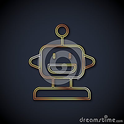 Gold line Robot toy icon isolated on black background. Vector Vector Illustration