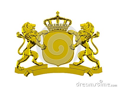 Gold lion crest banner Stock Photo