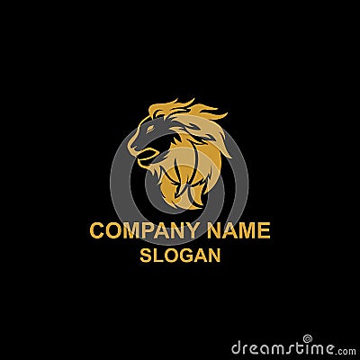 Lion's head logo facing left, wild animal head with a unique shape. Vector Illustration