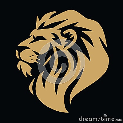 Gold Lion Logo Vector Template Design Illustration Vector Illustration