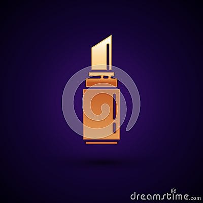 Gold Lipstick icon isolated on black background. 8 March. International Happy Women Day. Vector Illustration Vector Illustration