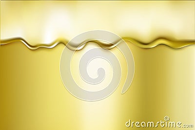 Gold liquid dripping alloy texture. Bright golden metallic oil, shiny fluid border. Vector illustration for your design. Vector Illustration