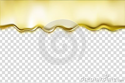 Gold liquid dripping alloy texture isolated on transparent background. Vector Illustration