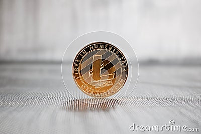 Gold Litecoin coin Stock Photo