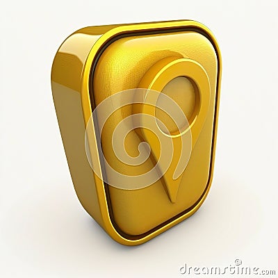 Gold location symbol navigator reminder pin navigation on white background Cartoon Illustration