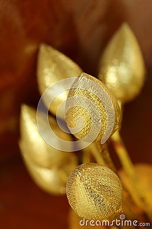 Gold lotus fake flower for offerings Buddha in Buddhist religious ceremony Stock Photo