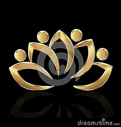 Gold lotus logo Vector Illustration