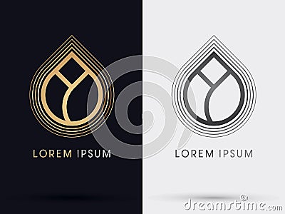 Gold Lotus symbol Vector Illustration