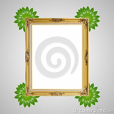 Gold louise and leaves photo frame Stock Photo