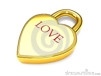 Gold love heart lock Stock Photo