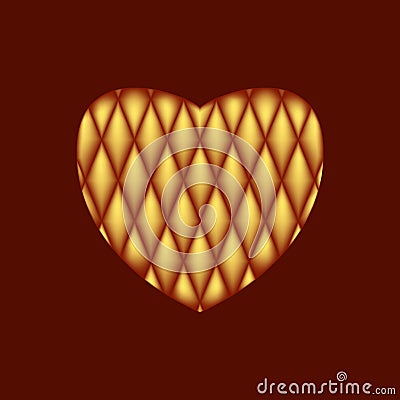 Gold Love hearts Cartoon Illustration