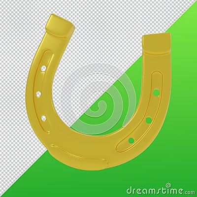 Gold luck horseshoes st patrick`s day symbol 3d render., clipping paht Stock Photo