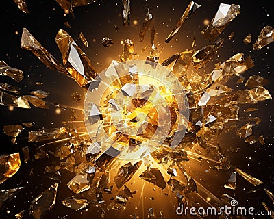 The gold luxury broken ligth is a background concept. Cartoon Illustration