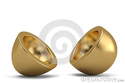 Gold luxury easter egg open Isolated On White Background, 3D rendering. 3D illustration Cartoon Illustration
