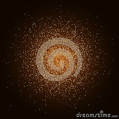 Gold magical dust is isolated on a black background. Template, footage for your projects. Christmas dust. Confetti for holidays. V Cartoon Illustration