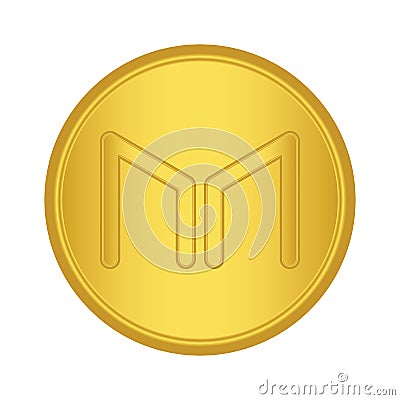 Gold Maker coin icon. golden Cryptocurrency coin money. blockchain symbol. Internet money Vector Illustration