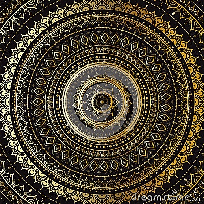 Gold Mandala. Indian decorative pattern. Stock Photo