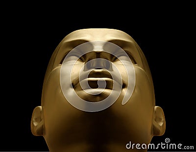 Gold mannequin head looking up Stock Photo