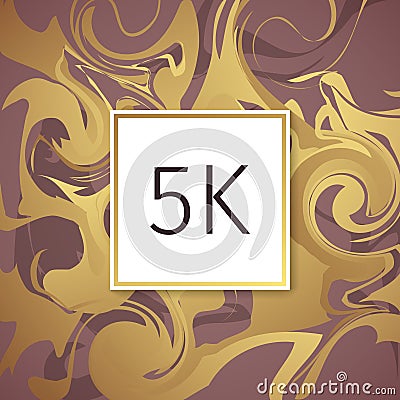 Gold Marble Vector Thanks Design Template for Network Friends and Followers. Thank you 5 K followers card. Image for Social Networ Vector Illustration