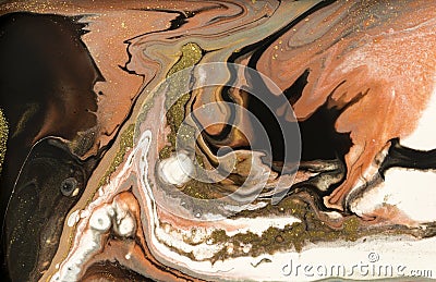 Gold marbling texture design. Beige and golden marble pattern. Fluid art. Stock Photo