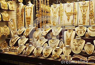 Gold market in Dubai Stock Photo