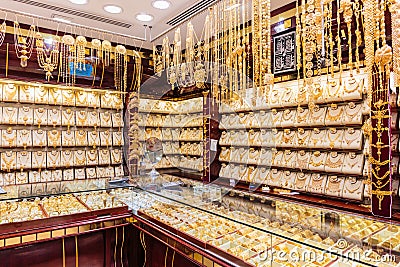 Gold market in Dubai Editorial Stock Photo