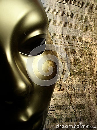 Gold mask music background Stock Photo