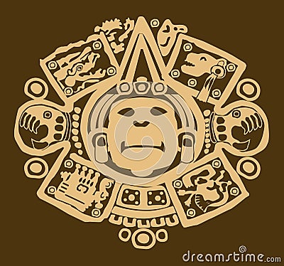 Gold Mayan design on brown Vector Illustration