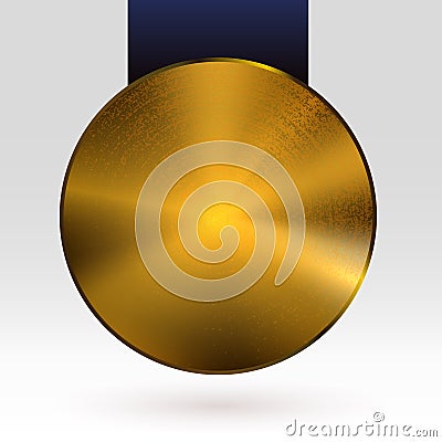 Gold Medal Award Template With Dark Ribbon Vector Vector Illustration